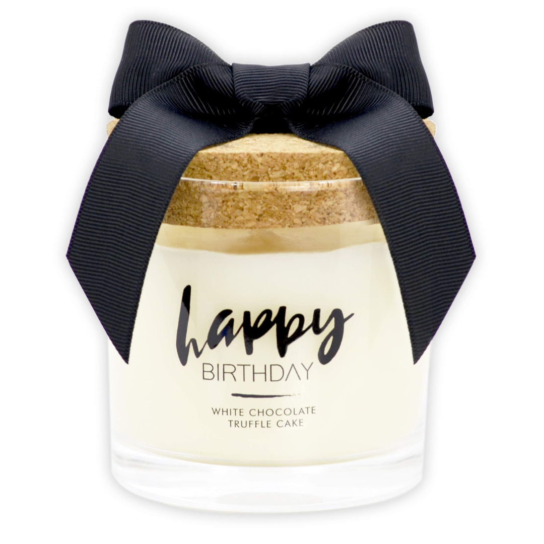 Urban Concepts - Happy Birthday Candle - White Chocolate Truffle Cake - 6.7 Oz. w/ Cork lid